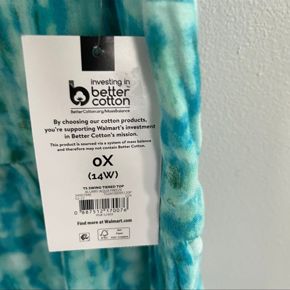 Women's  Blurry Aqua Freeze Terra & Sky Swing Tiered Top Plus size 0X (14W) - Picture 5 of 5